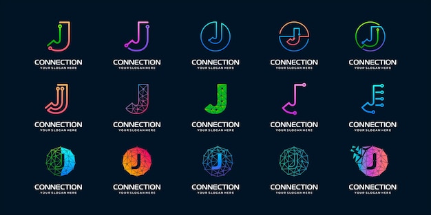 Premium Vector Set Of Creative Letter J Modern Digital Technology Logo Design Premium Vector Set Of Creative Letter J Modern Digital Technology Logo Design
