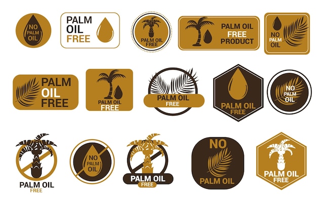 Vettore gratuito set di badge creativi di olio di palma