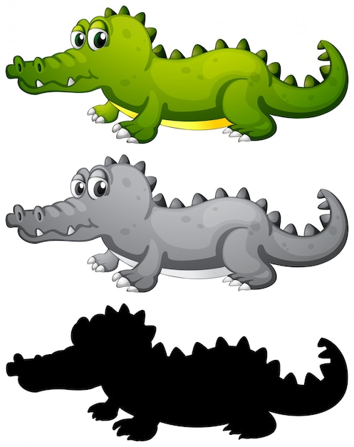 Free vector set of crocodile character