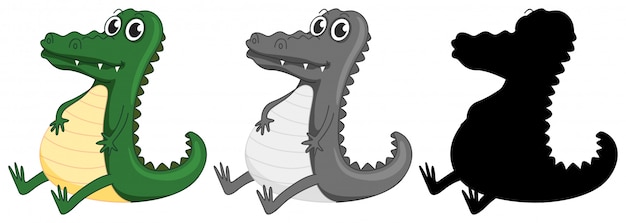 Free vector set of crocodile character