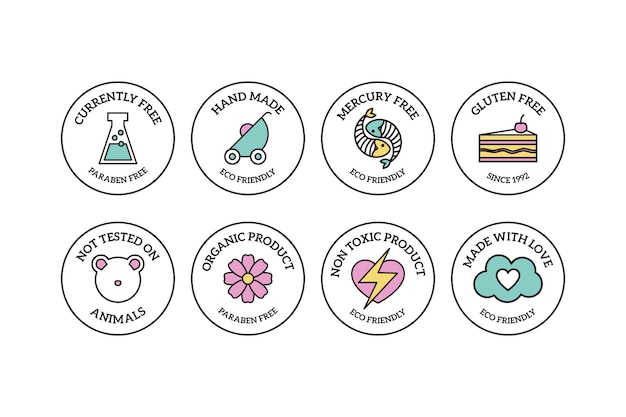 Set of cruelty free badges