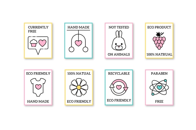 Vettore gratuito set di badge cruelty free