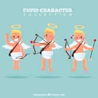 Vettore gratuito set di personaggi cupidi