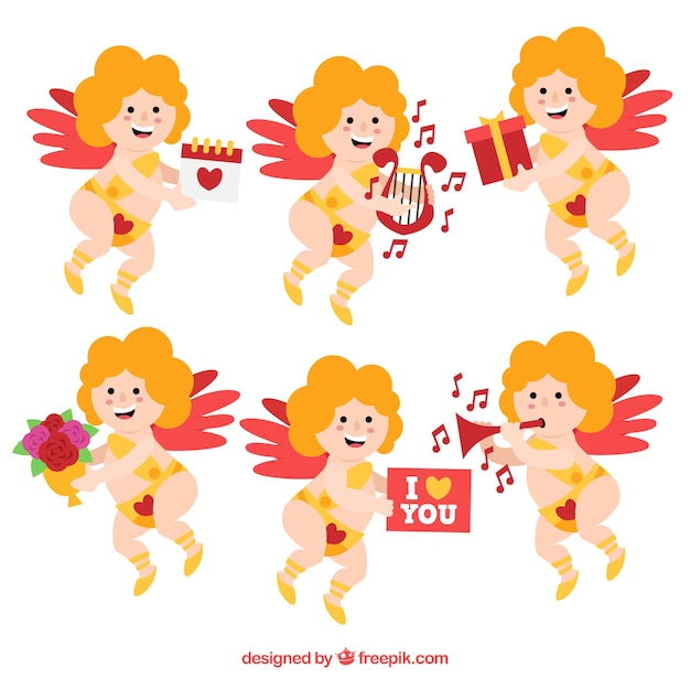 Free vector set of cupid characters