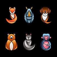 Set of cute animal design vectors