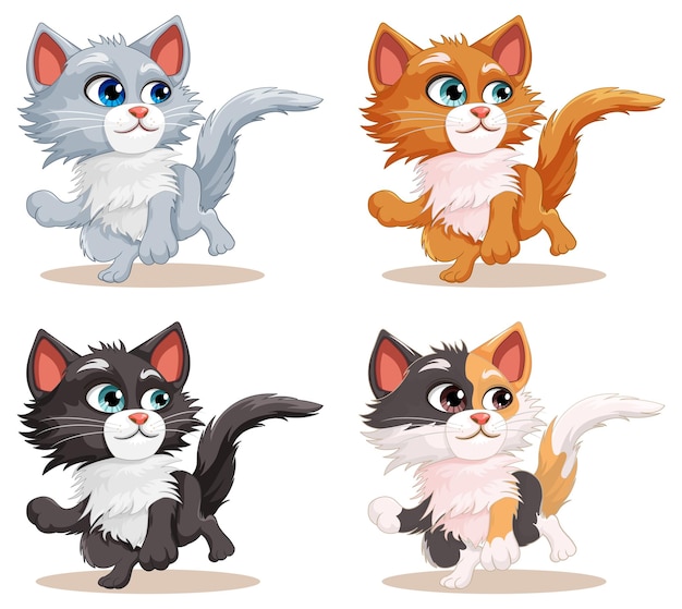 Set of cute cat cartoon