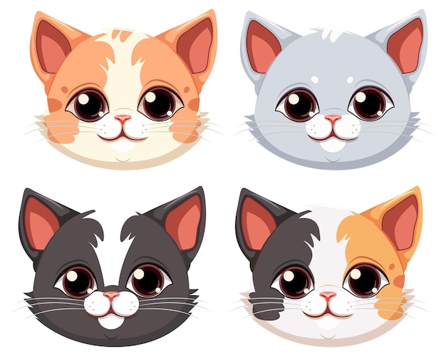 Free Vectors  Cat face icon set