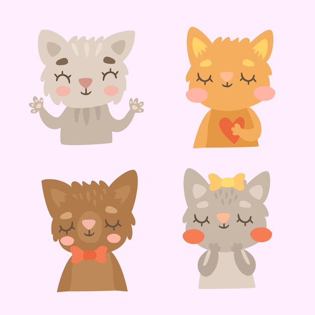 Free vector set of cute cats