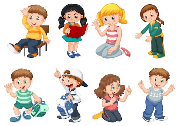 Free vector set of cute children character