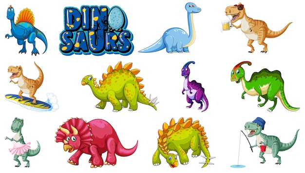 Set di simpatici dinosauri