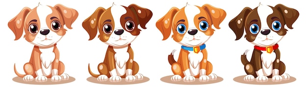 Vettore gratuito set di simpatico cartone animato per cani