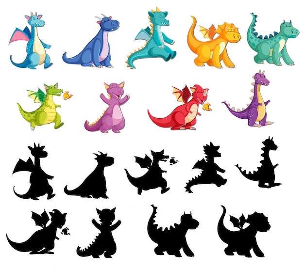 Free vector set of cute dragon