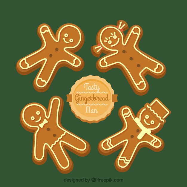 Set of cute gingerbread cookies