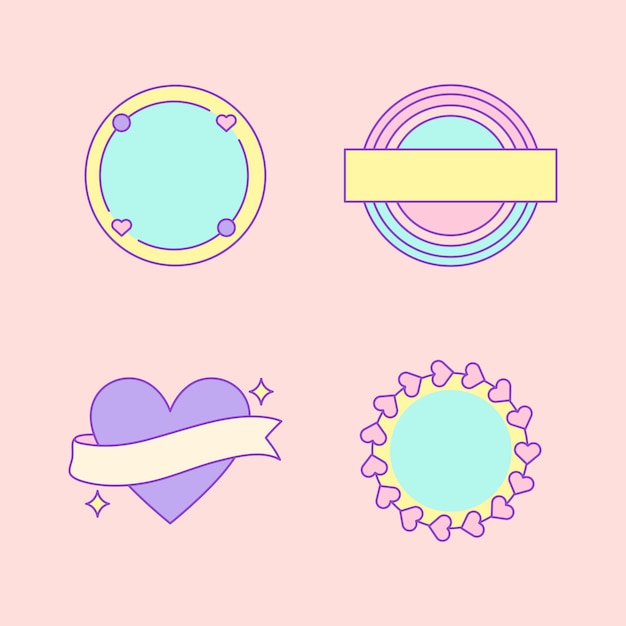 Free vector set of cute and girly badge