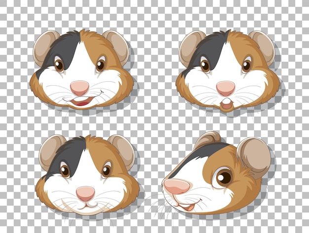 Free vector set of cute hamster heads