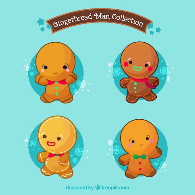 Free vector set of cute hand drawn gingerbread cookies