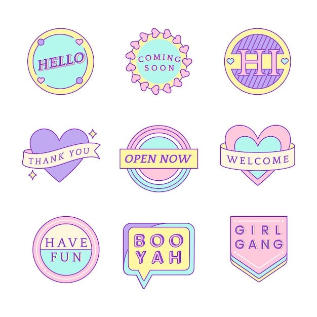 Set of cute messages on badges vector