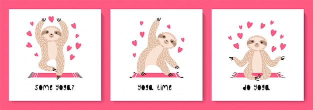 Download Free Set Of Cute Sloths In Asanas Doing Yoga Premium Vector Use our free logo maker to create a logo and build your brand. Put your logo on business cards, promotional products, or your website for brand visibility.