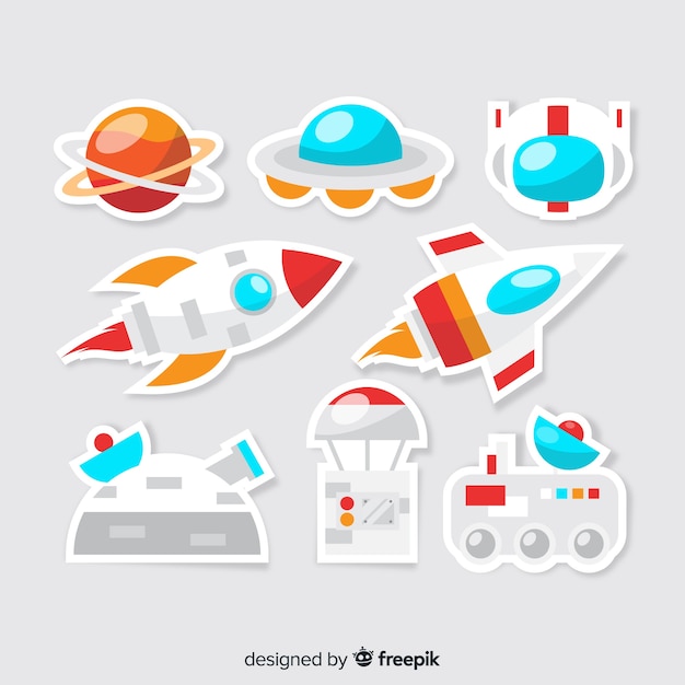 Set of cute space stickers