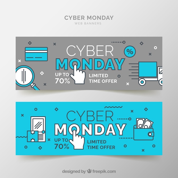 Set of cyber monday sale banners
