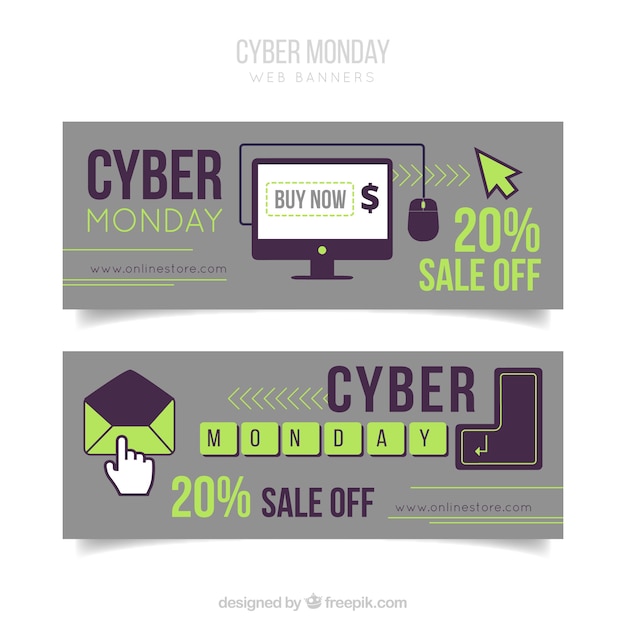 Set of cyber monday sale banners