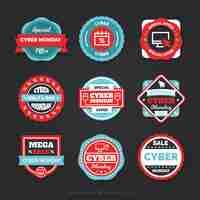 Free vector set of cyber monday stickers in vintage style