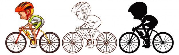 サイクリング選手のセット
