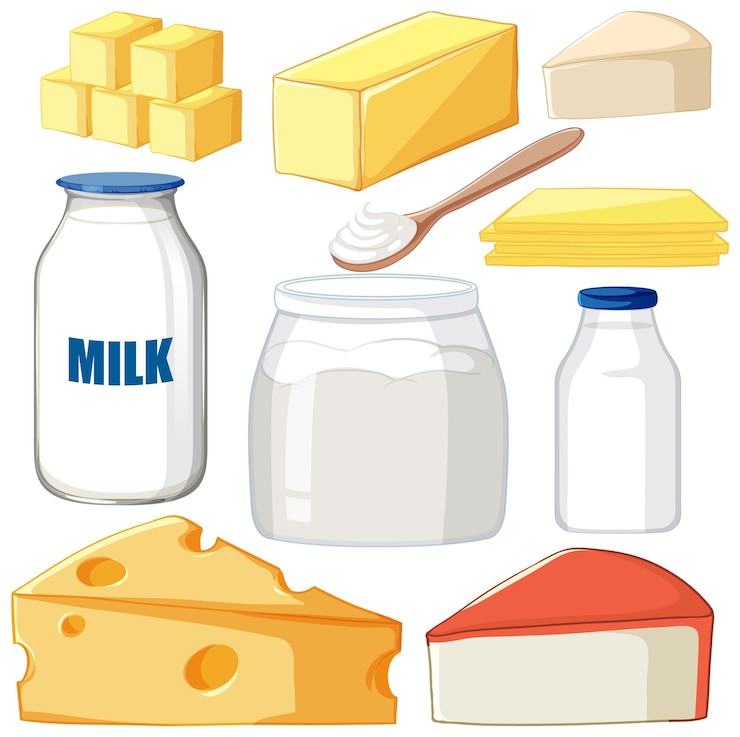 Free Vector set of dairy product