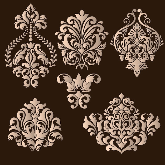 set of damask ornamental elements