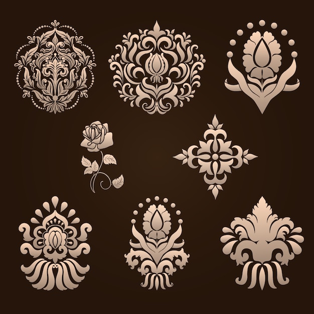 set of damask ornamental elements