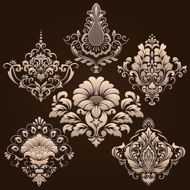 Free vector set of damask ornamental elements