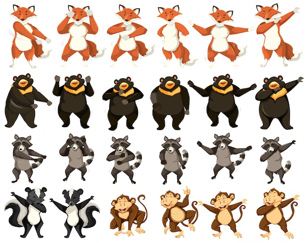 Free vector set of dancing animals