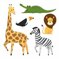 Free vector set danger wild animals to safari reserve