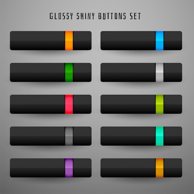 Vettore gratuito set di pulsanti web tema scuro