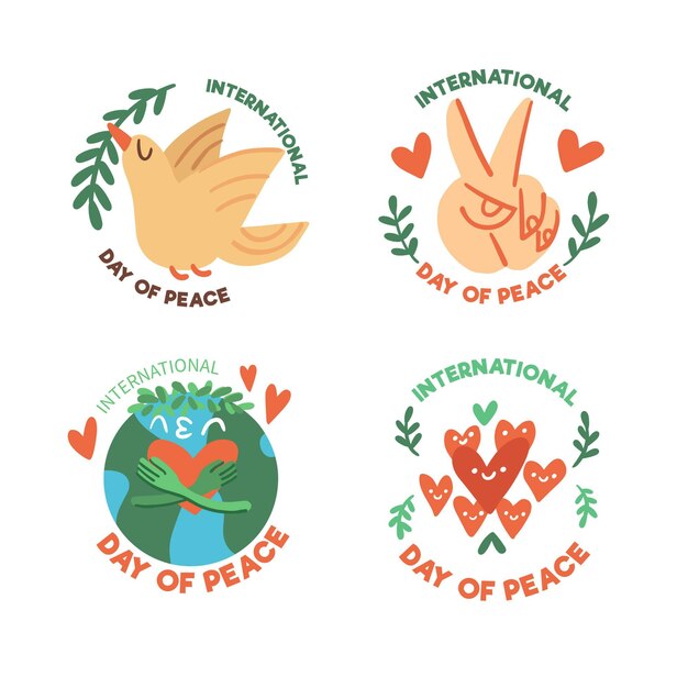 Free Vector set of day of peace badges