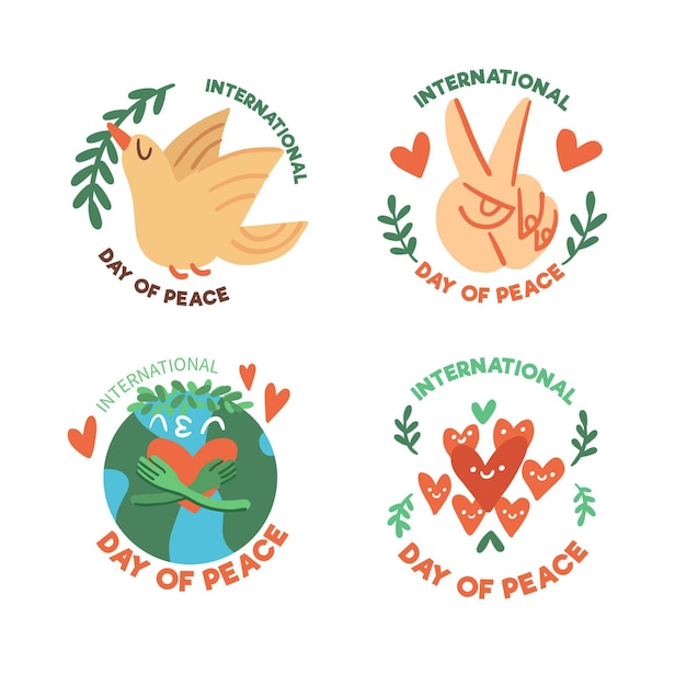 Set of day of peace badges