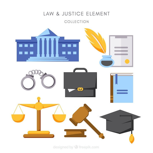 Free vector set de elementos de derecho y justicia