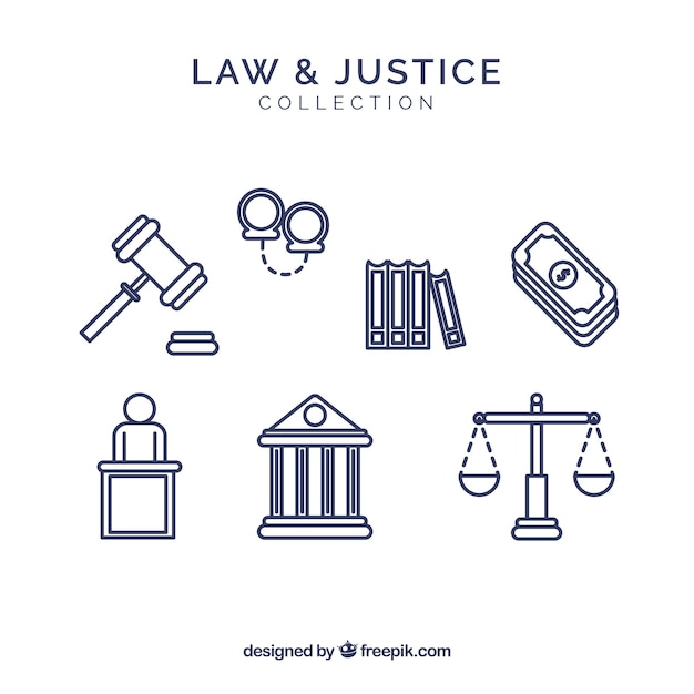 Free vector set de elementos de derecho y justicia