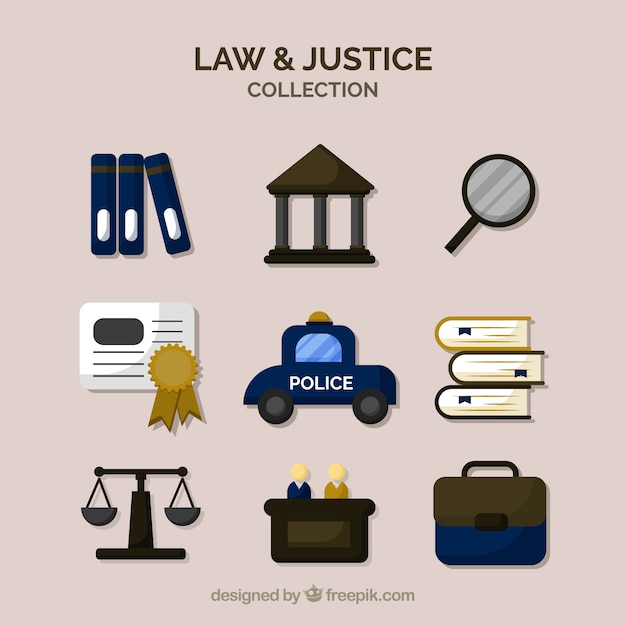 Free vector set de elementos de derecho y justicia