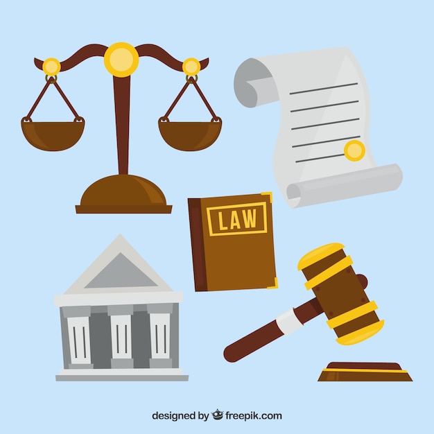 Free vector set de elementos de derecho y justicia