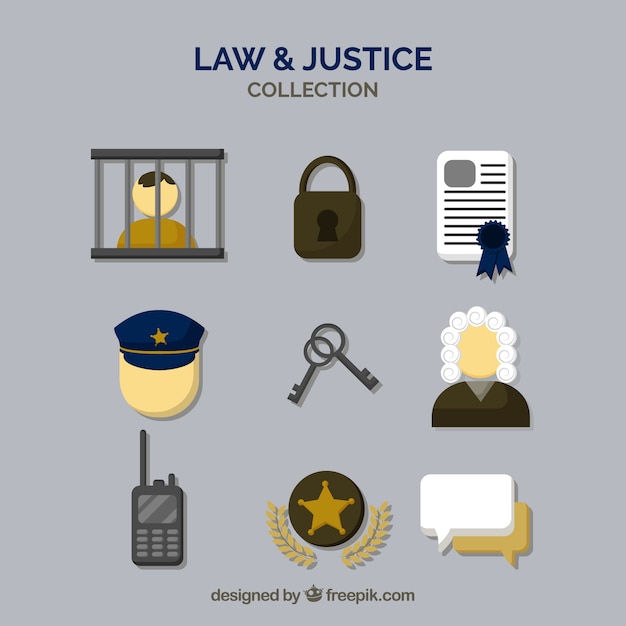 Free vector set de elementos de derecho y justicia