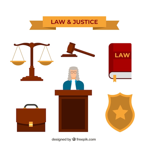 Free vector set de elementos de derecho y justicia