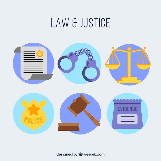 Free vector set de elementos de derecho y justicia