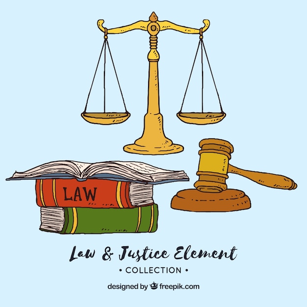 Free vector set de elementos de derecho y justicia