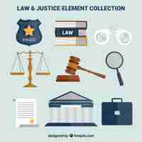 Free vector set de elementos de derecho y justicia