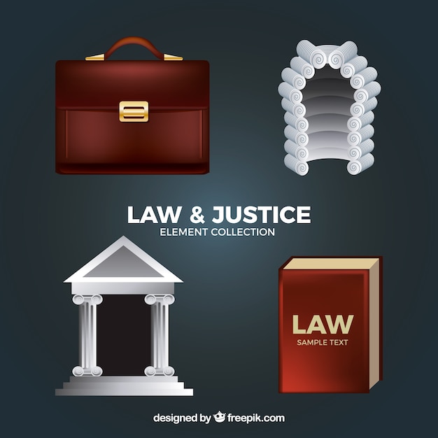 Free vector set de elementos de derecho y justicia