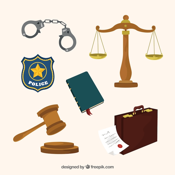 Free Vector set de elementos de derecho y justicia 