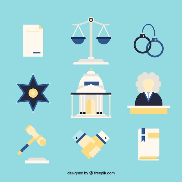 Free vector set de elementos de derecho y justicia