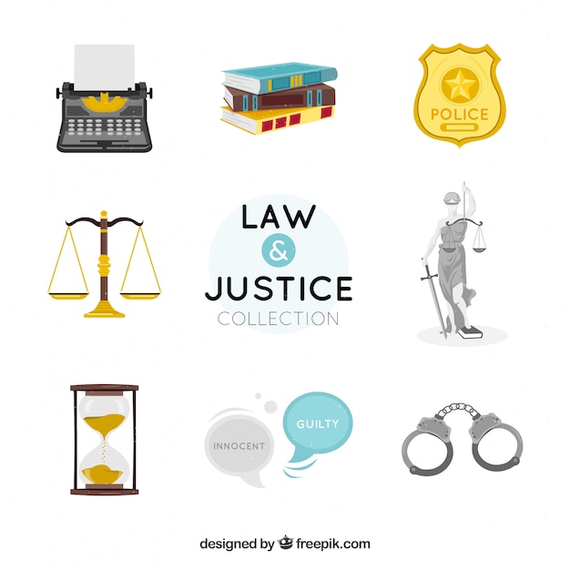 Free vector set de elementos de derecho y justicia