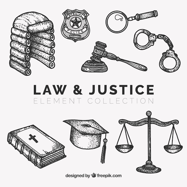 Free vector set de elementos de derecho y justicia